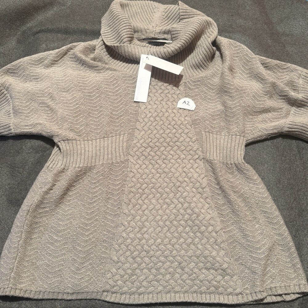 Calvin Klein Womens Sweater L Large Light Brown Fossil Heather Knit Cotton New